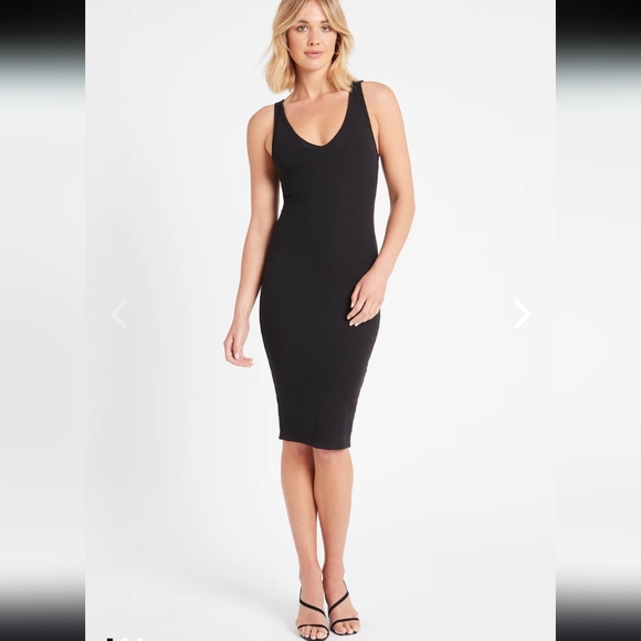 House Of Harlow 1960 Ribbed Bodycon Cutout Back Midi Dress In Black Size S NWOT - Picture 1 of 9